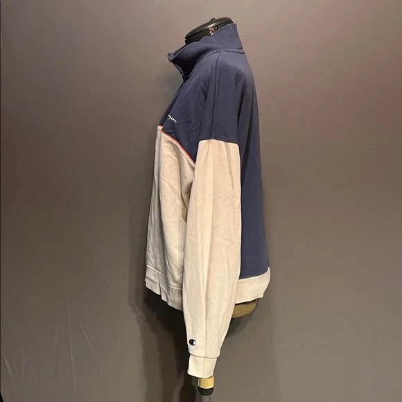 Champion Women’s Large 1/4 Zip Pullover | Navy & Cream Colorblock - Picture 4 of 7